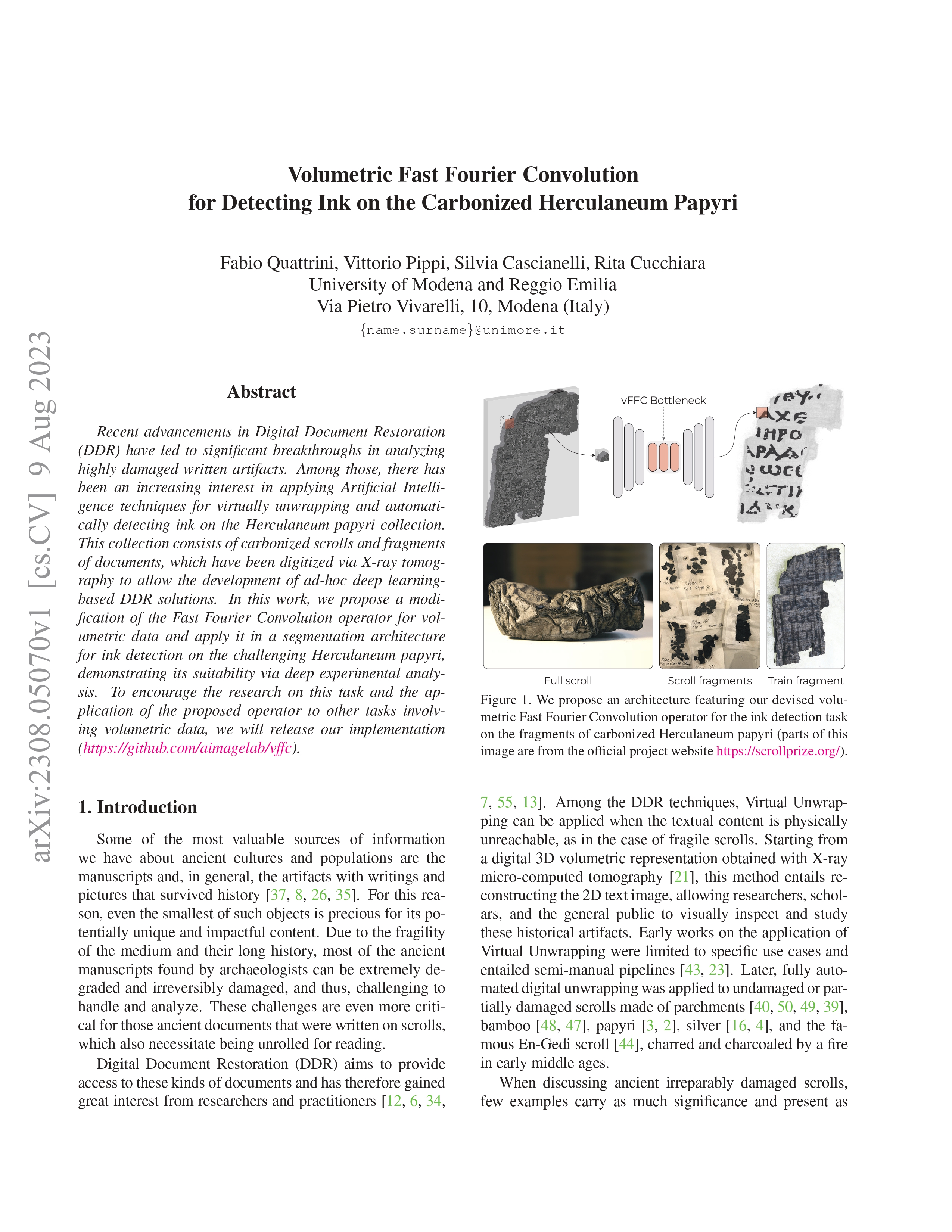 Volumetric Fast Fourier Convolution for Detecting Ink on the Carbonized Herculaneum Papyr